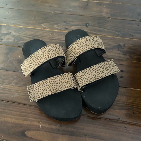 Vans Tan and Black Leopard Slides - Picture 4 of 4